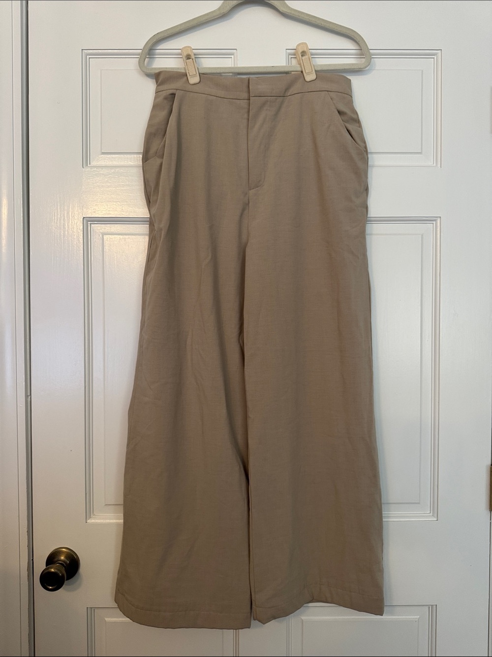 Abbeline beige wide-leg trousers